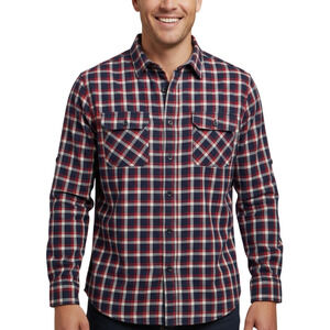 Alesbury Long Sleeve Button Up Shirt Navy Red Check Cotton NWT Size Large
